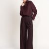 Kobieta lavard | Bordowe Spodnie Z Kaszmirem 86720